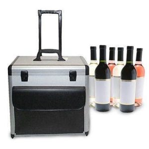 6er Weinkoffer mit Trolley-Halterung